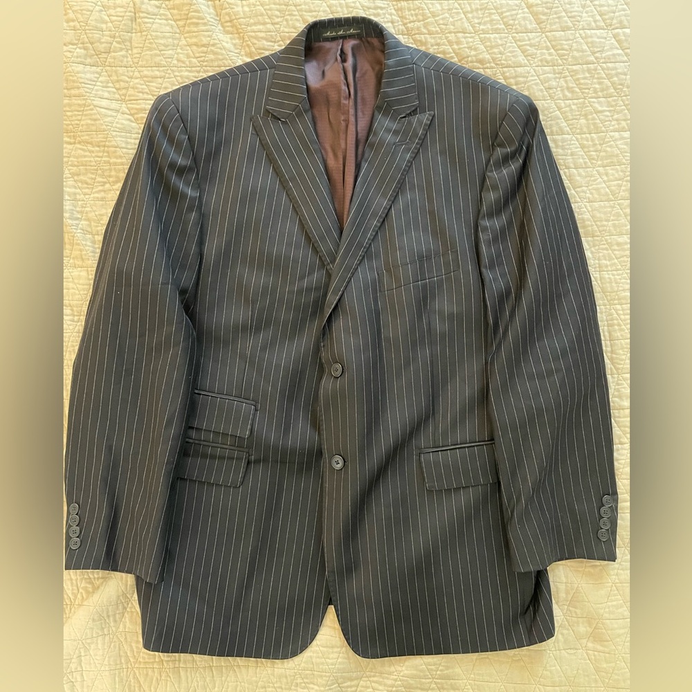 Saks 5th Avenue x Loro Piana 120’s Wool Peak Lapel Pinstripe Jacket Size 44